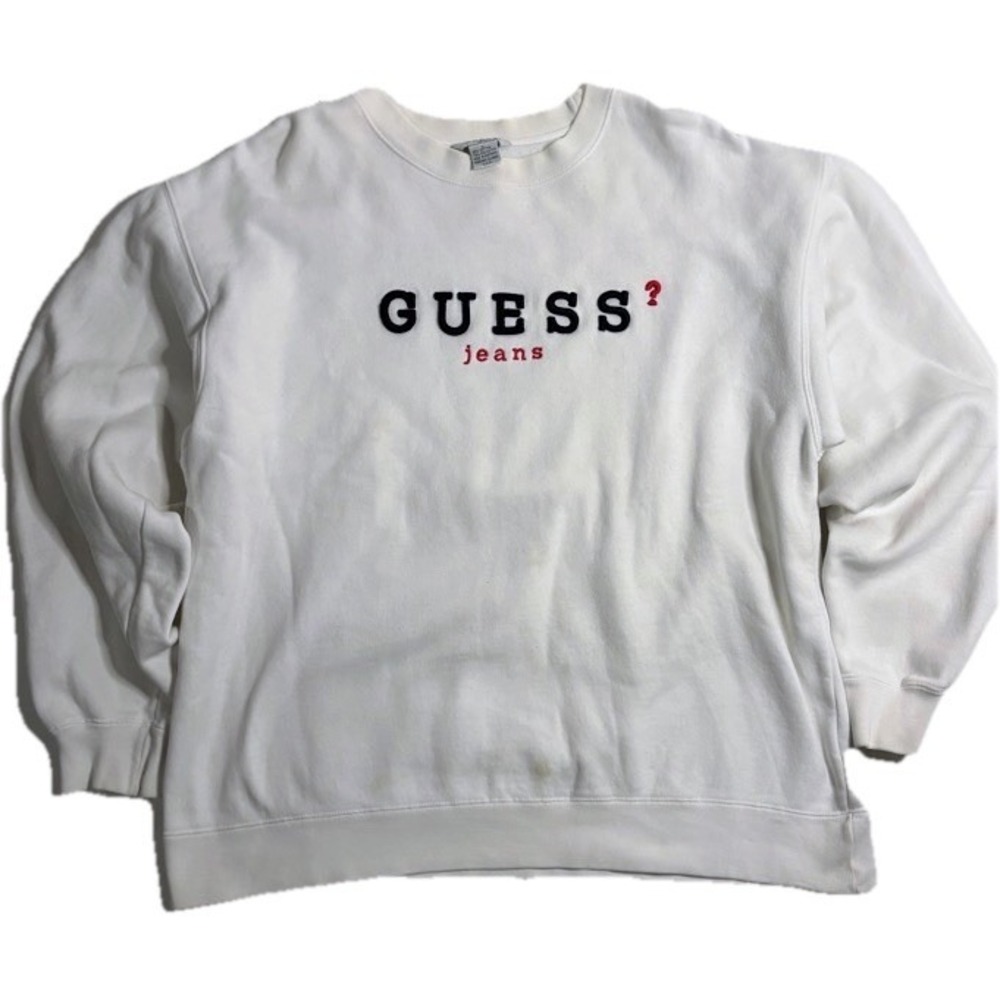 Vintage Guess Sweatshirt  Size Large Guess ? Jeans Spellout 90s Y2K White